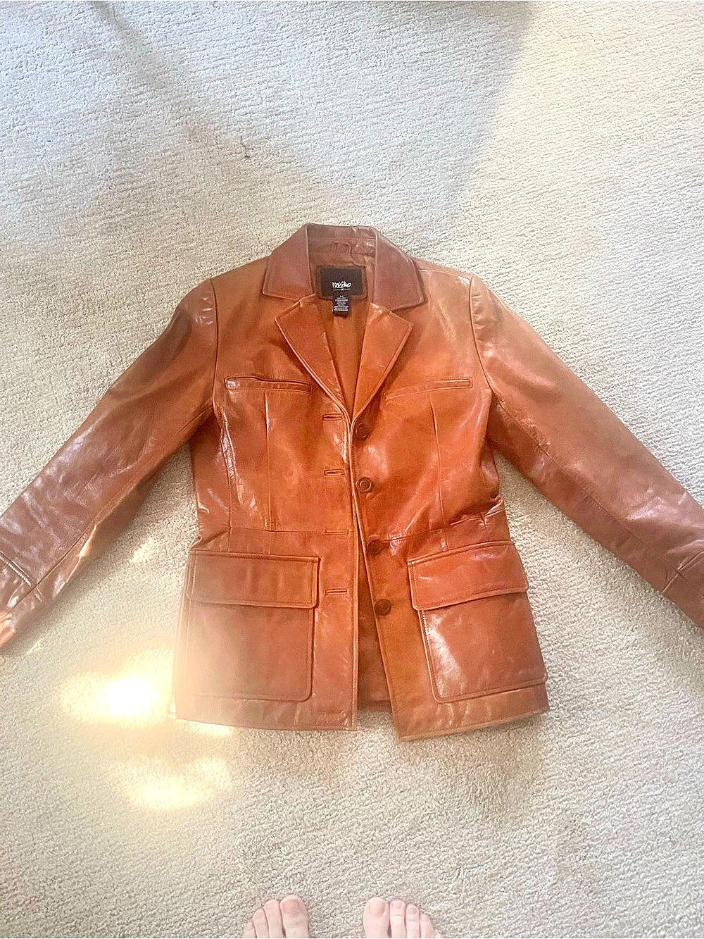 Mossimo Leather Women's Carmel Brown Leather Jacket Xs